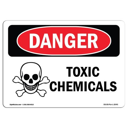SIGNMISSION Safety Sign, OSHA Danger, 10" Height, 14" Width, Rigid Plastic, Toxic Chemicals, Landscape OS-DS-P-1014-L-2045
